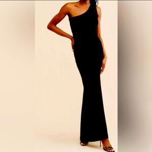 One shoulder velvet formal dress